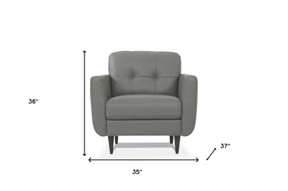 Gray Genuine Leather Arm Chair