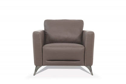 Taupe Genuine Leather Arm Chair