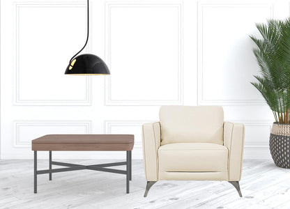 Cream Genuine Leather Arm Chair