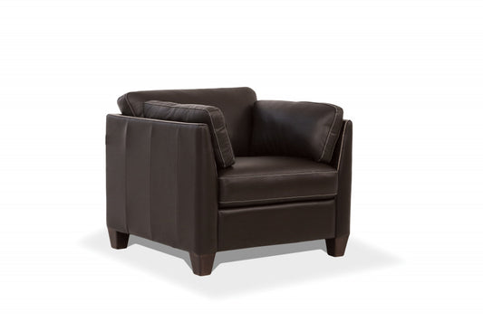 Chocolate & Black Genuine Leather Arm Chair