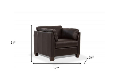 Chocolate & Black Genuine Leather Arm Chair