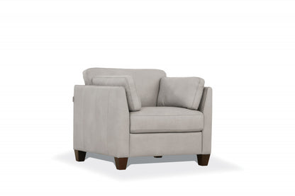 White & Black Genuine Leather Arm Chair