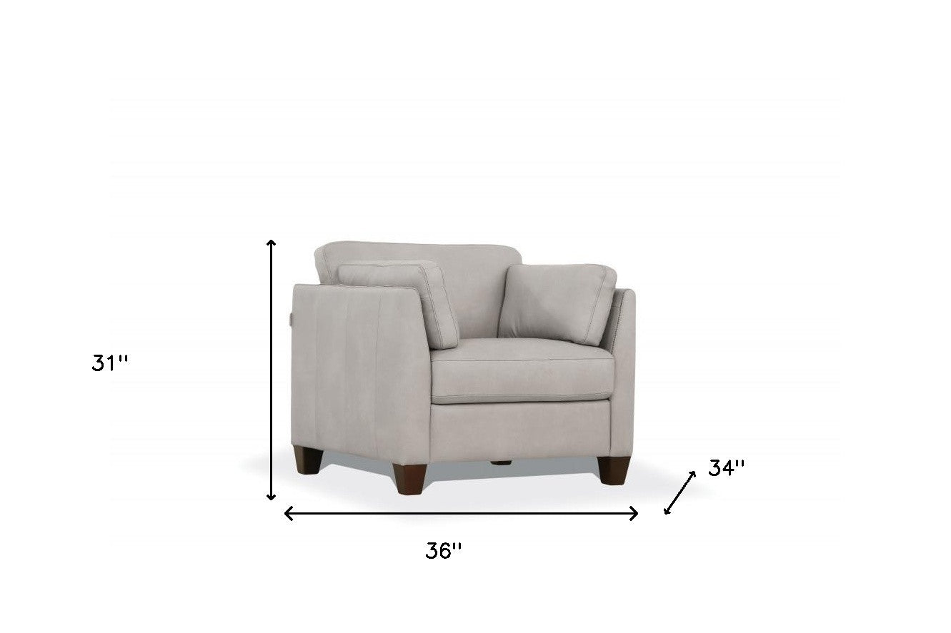 White & Black Genuine Leather Arm Chair