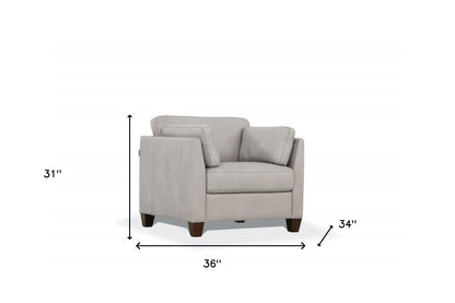 White & Black Genuine Leather Arm Chair