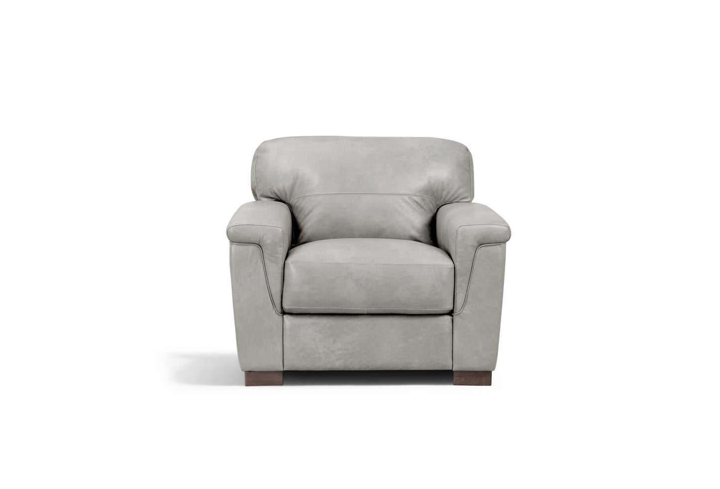 Gray & Brown Genuine Leather Arm Chair