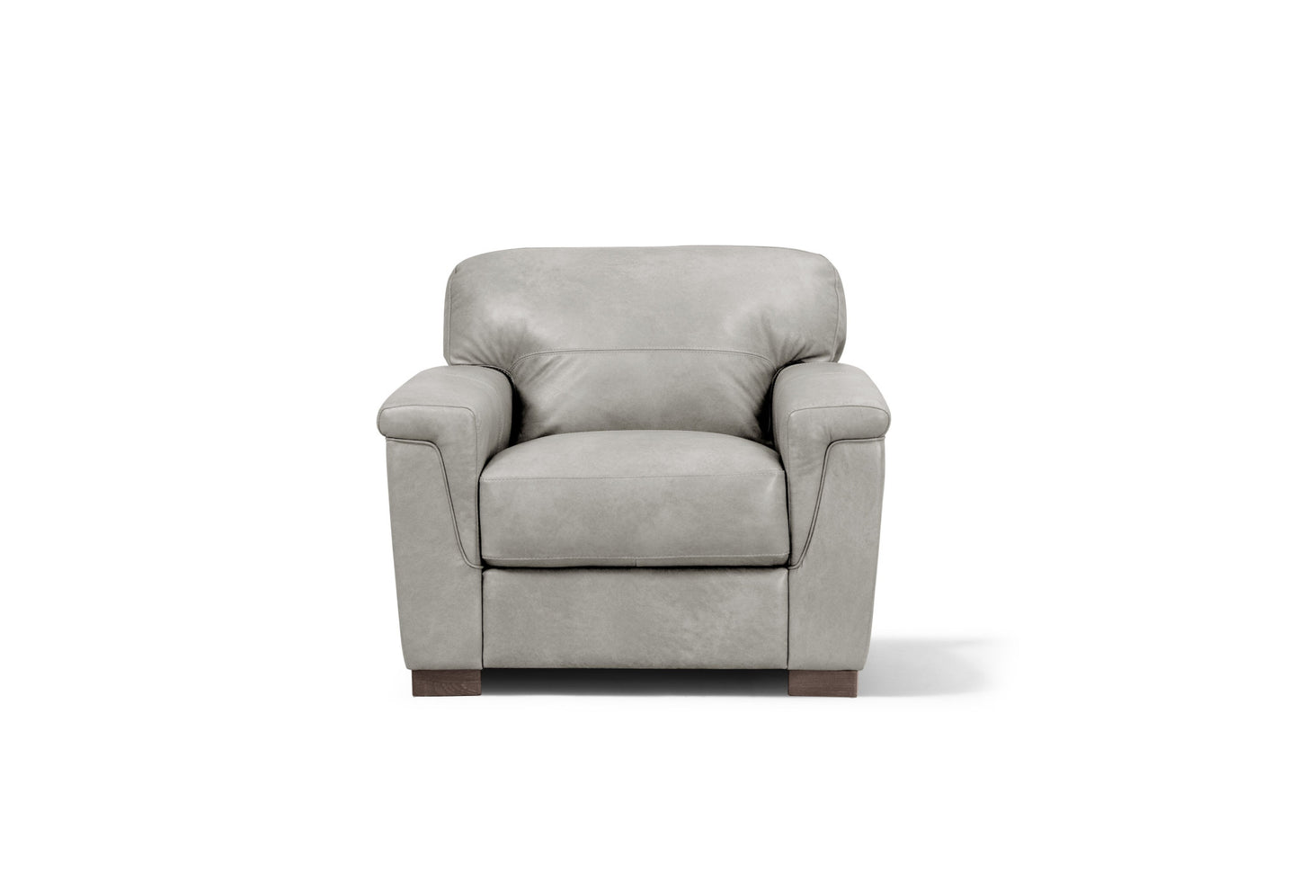 Gray & Brown Genuine Leather Arm Chair