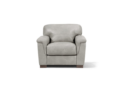 Gray & Brown Genuine Leather Arm Chair