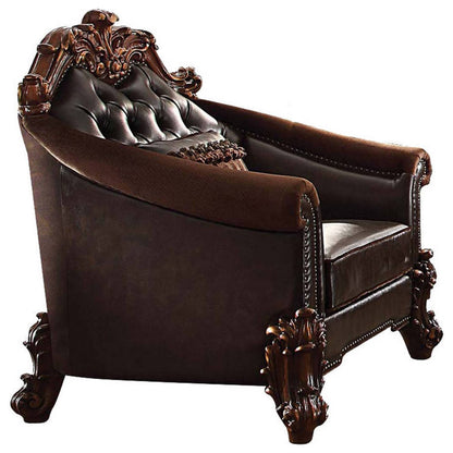 Dark Brown Faux Leather Chesterfield Chair