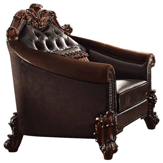 Dark Brown Faux Leather Chesterfield Chair
