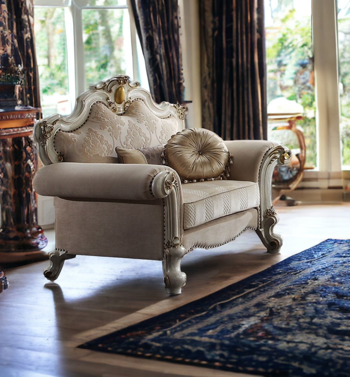 Pearl Fabric Floral Arm Chair