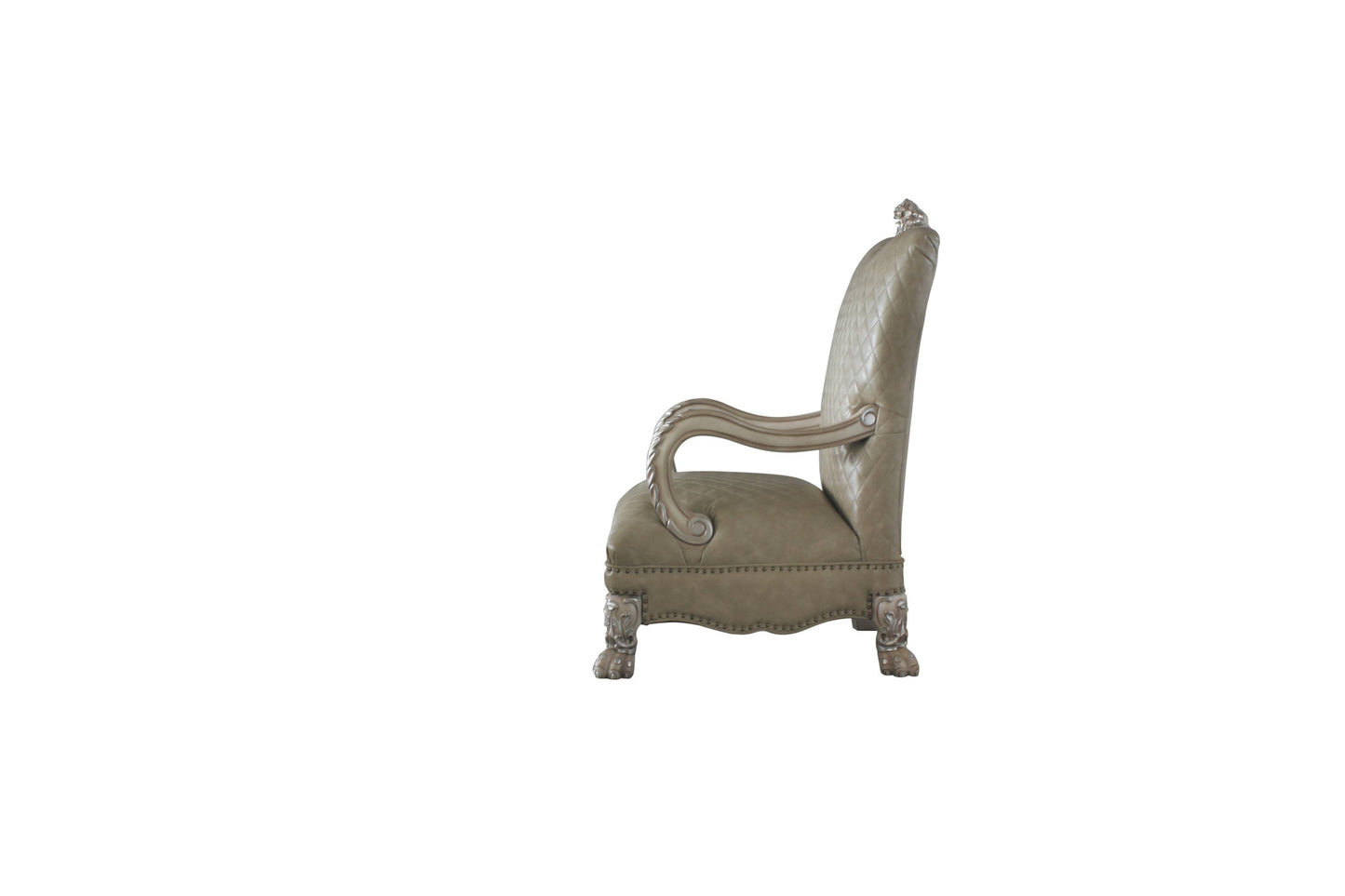 Bone Faux Leather Arm Chair