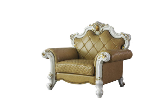 Beige & Pearl Faux Leather Arm Chair