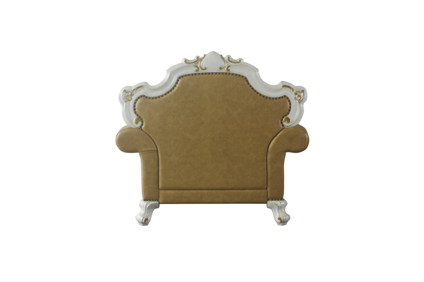 Beige & Pearl Faux Leather Arm Chair