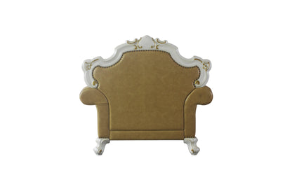 Beige & Pearl Faux Leather Arm Chair