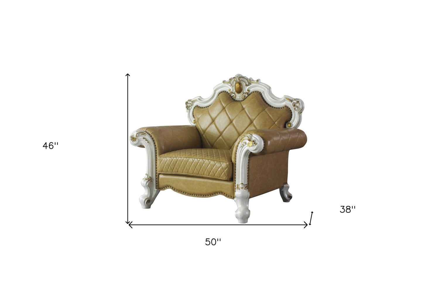 Beige & Pearl Faux Leather Arm Chair