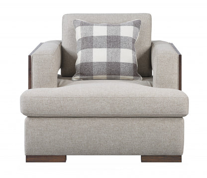 Light Gray & Brown Fabric Arm Chair
