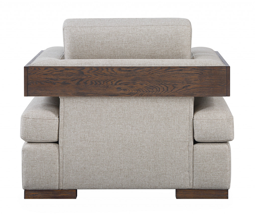 Light Gray & Brown Fabric Arm Chair
