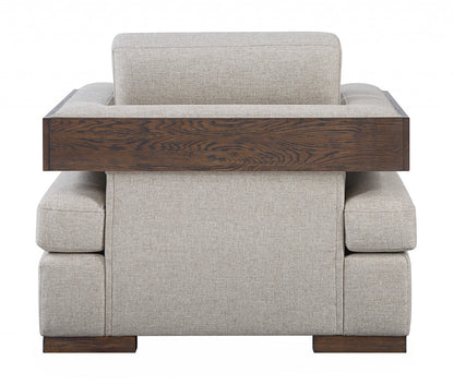 Light Gray & Brown Fabric Arm Chair