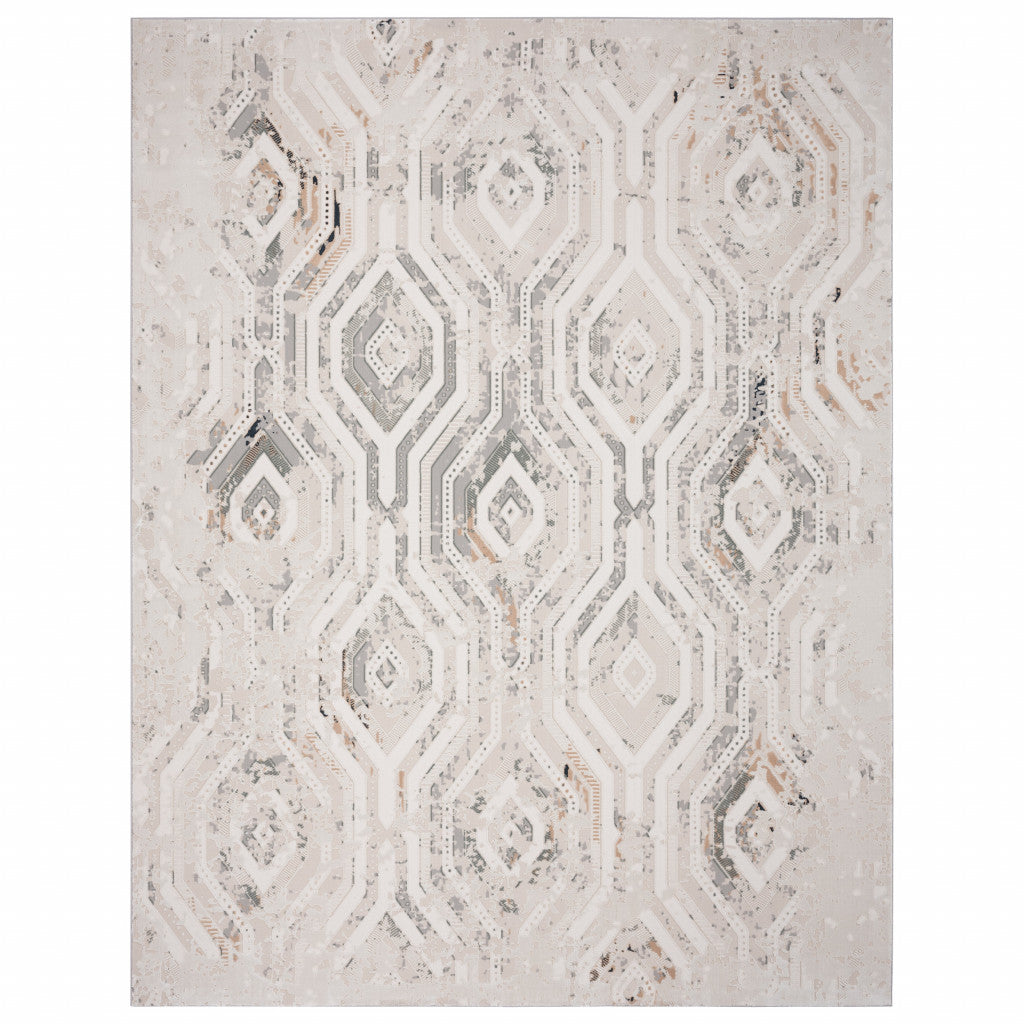 8 x 10 Cream Distressed Rug