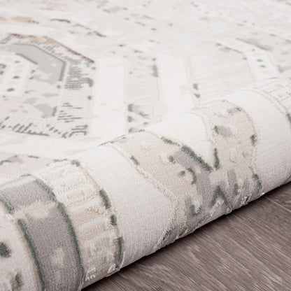 8 x 10 Cream Distressed Rug