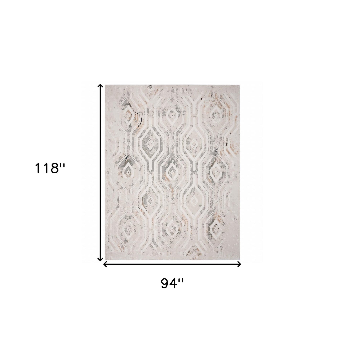8 x 10 Cream Distressed Rug