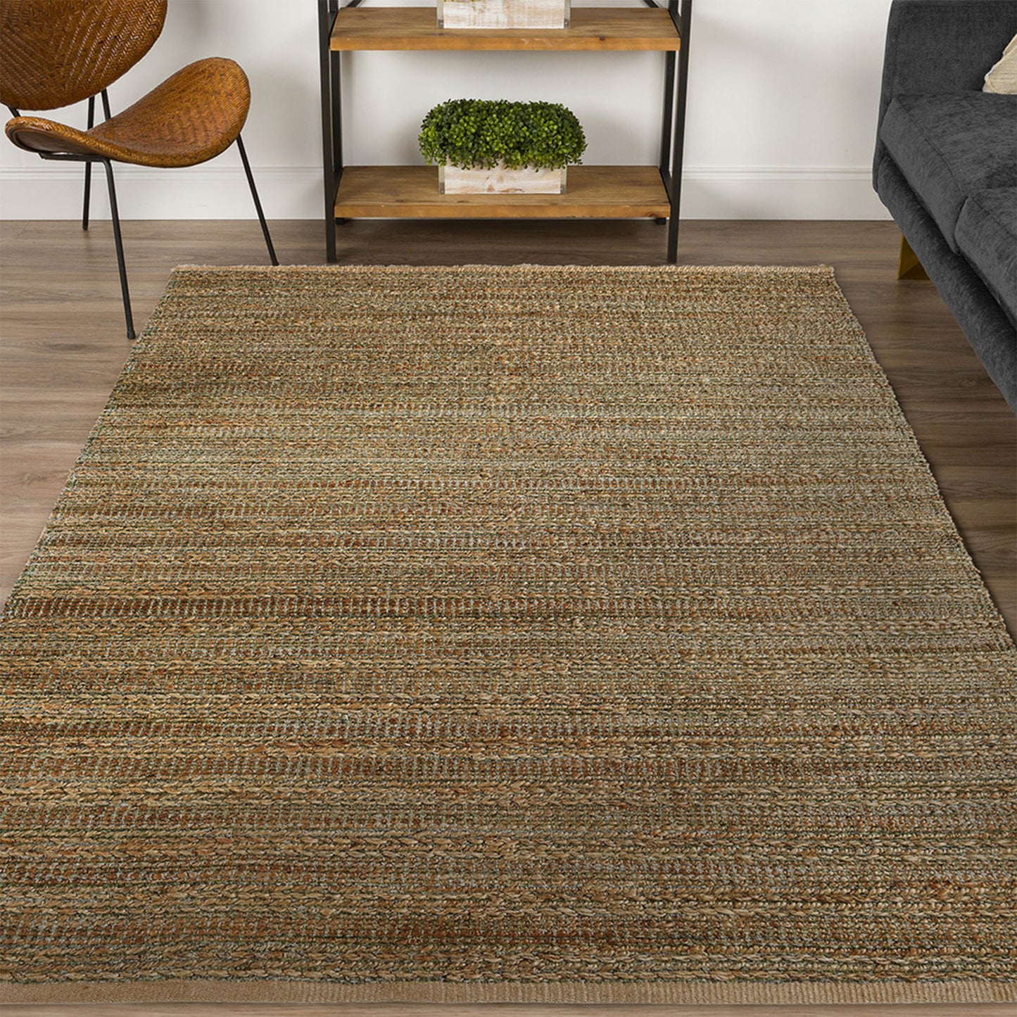 8 x 10 Green Hand Woven Non Skid Rug