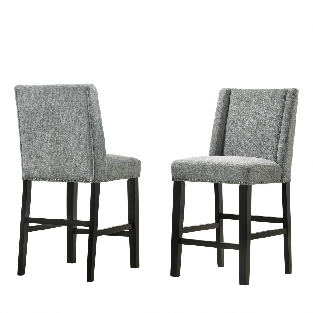Charcoal & Espresso Solid Wood Bar Chairs - Set of 2