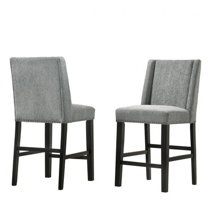 Charcoal & Espresso Solid Wood Bar Chairs - Set of 2