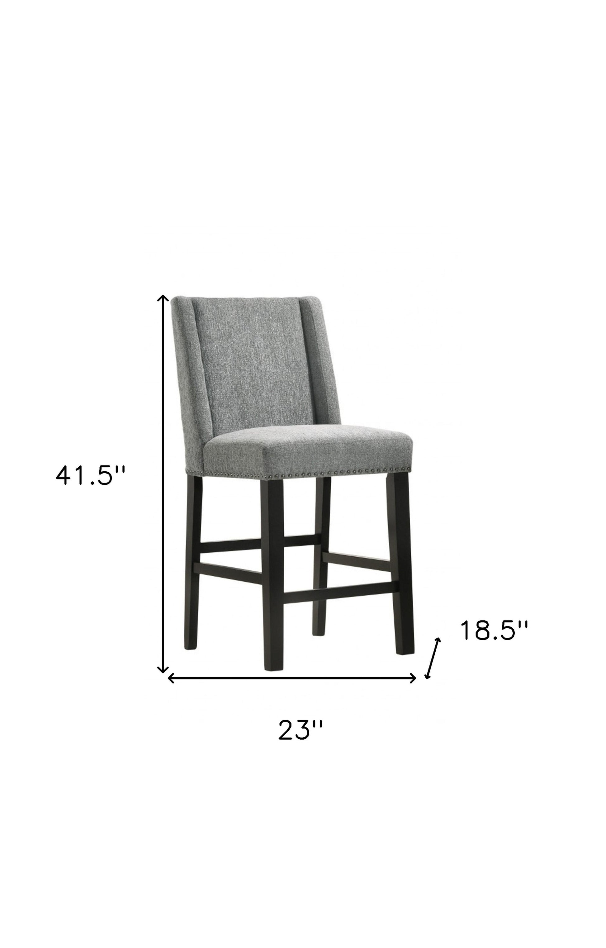 Charcoal & Espresso Solid Wood Bar Chairs - Set of 2
