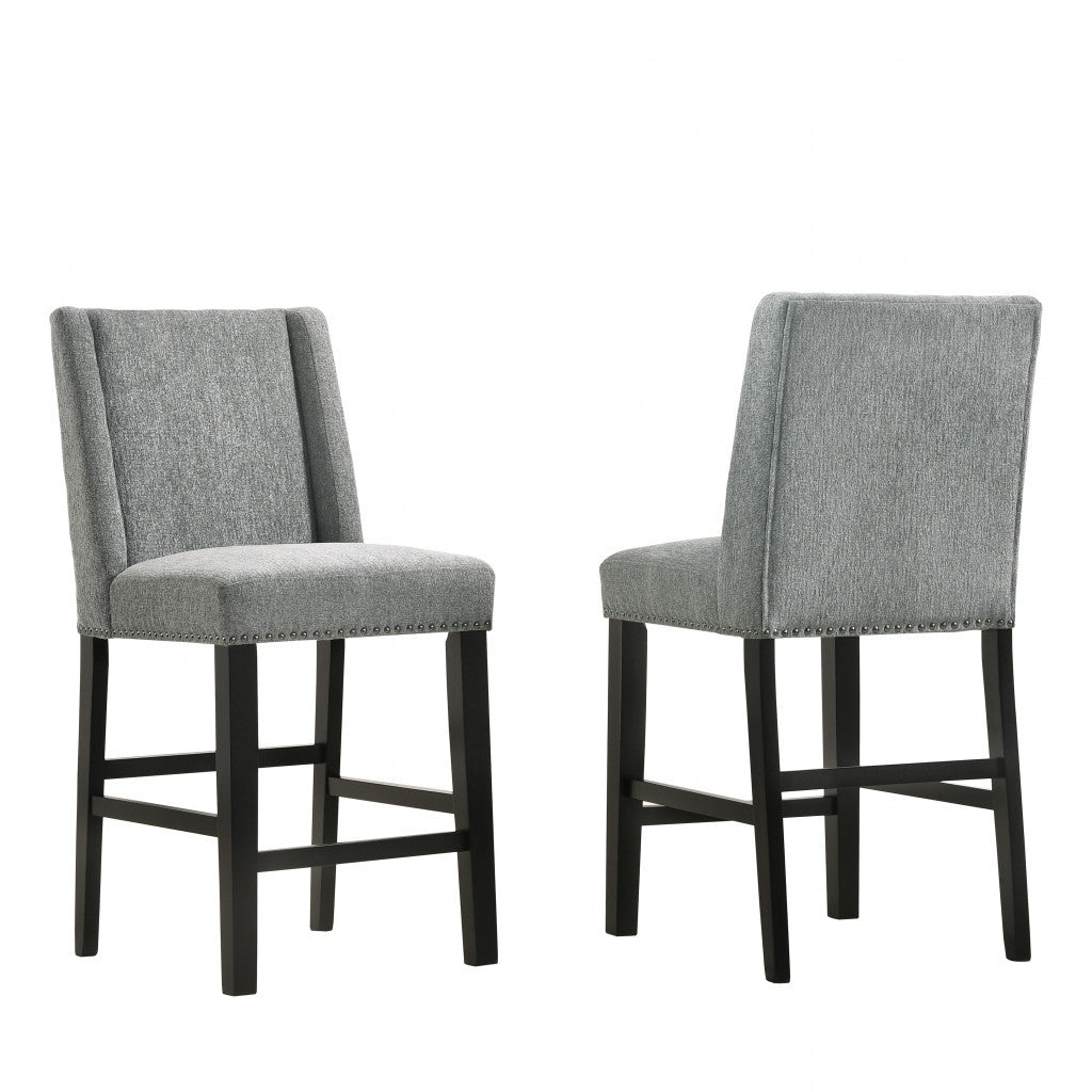 Charcoal & Espresso Solid Wood Bar Chairs - Set of 2