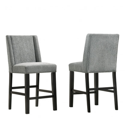 Charcoal & Espresso Solid Wood Bar Chairs - Set of 2