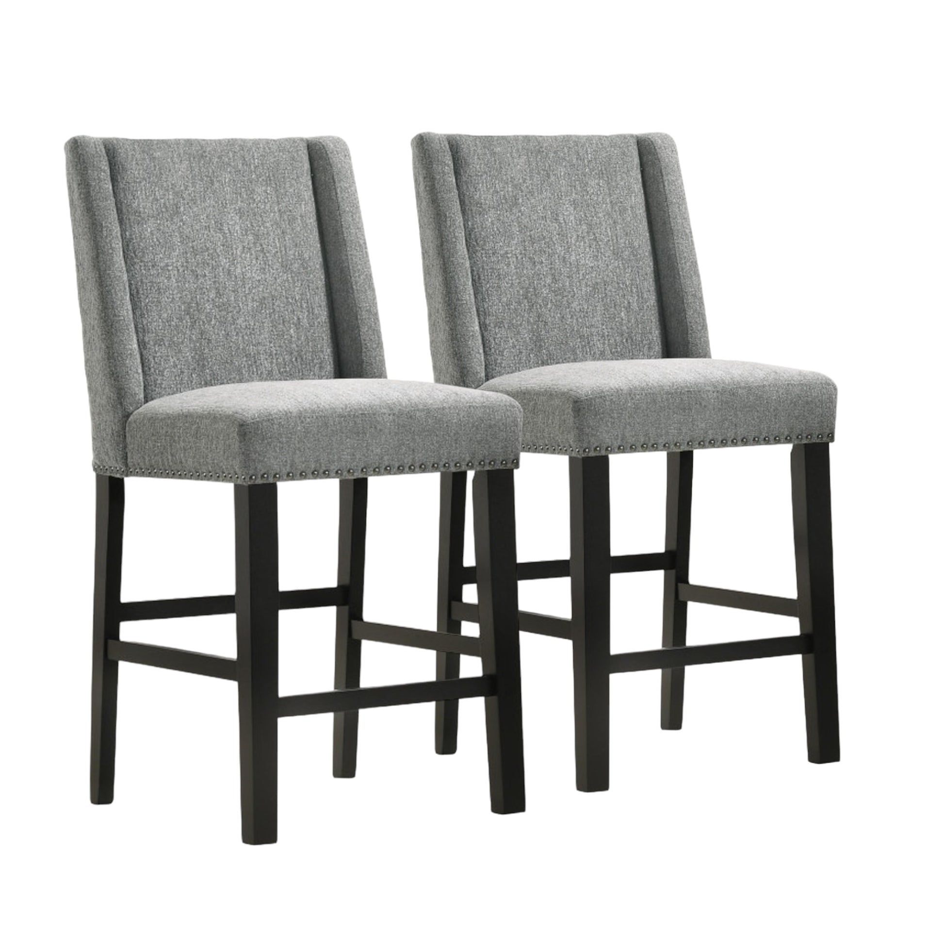 Charcoal & Espresso Solid Wood Bar Chairs - Set of 2