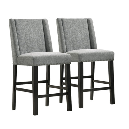 Charcoal & Espresso Solid Wood Bar Chairs - Set of 2