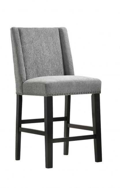 Charcoal & Espresso Solid Wood Bar Chairs - Set of 2