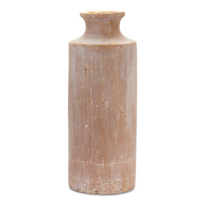 Beige Terracotta Cylinder Floor Vase