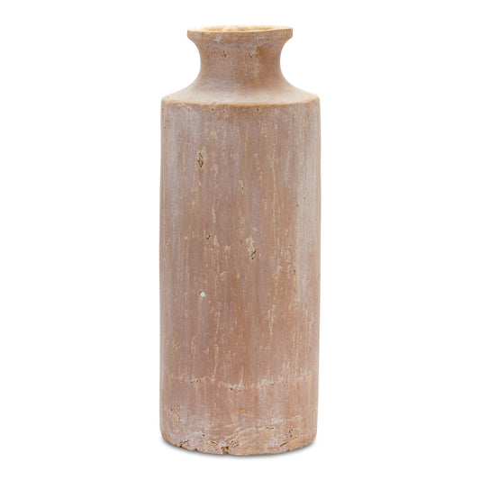 Beige Terracotta Cylinder Floor Vase