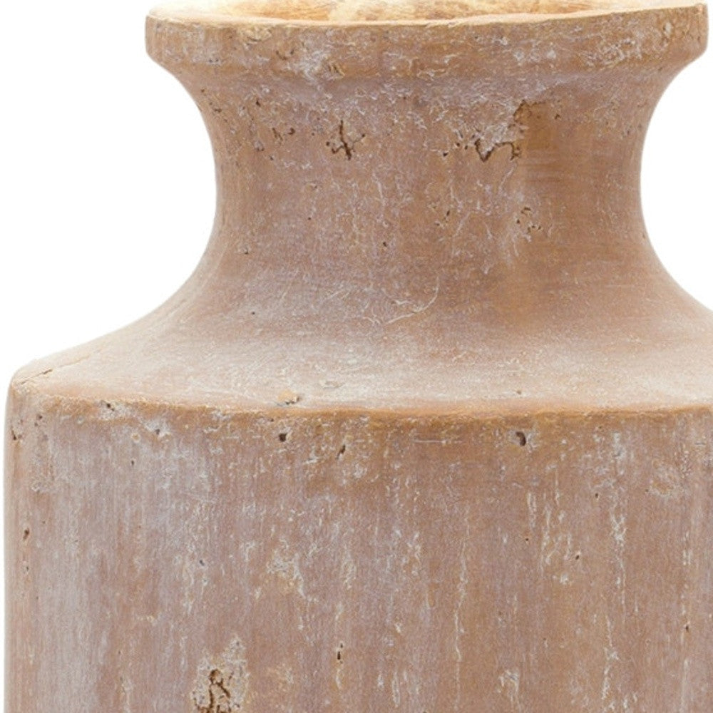 Beige Terracotta Cylinder Floor Vase