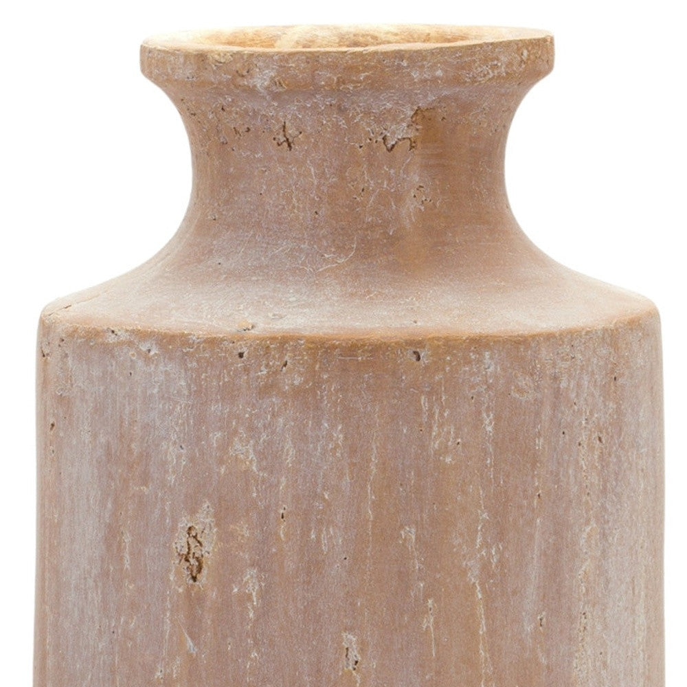 Beige Terracotta Cylinder Floor Vase