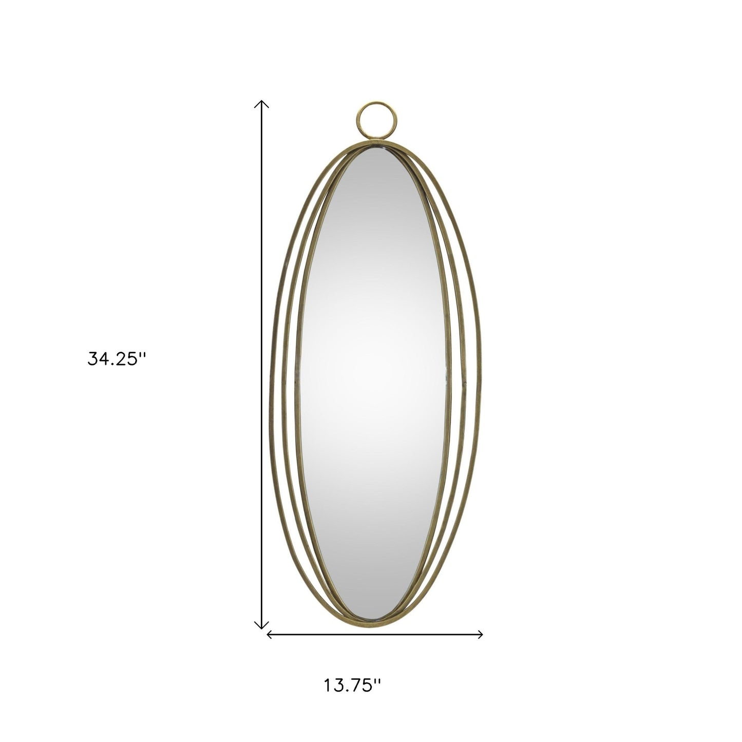 Gold Oval Metal Framed Accent Mirror