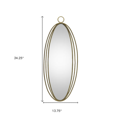 Gold Oval Metal Framed Accent Mirror