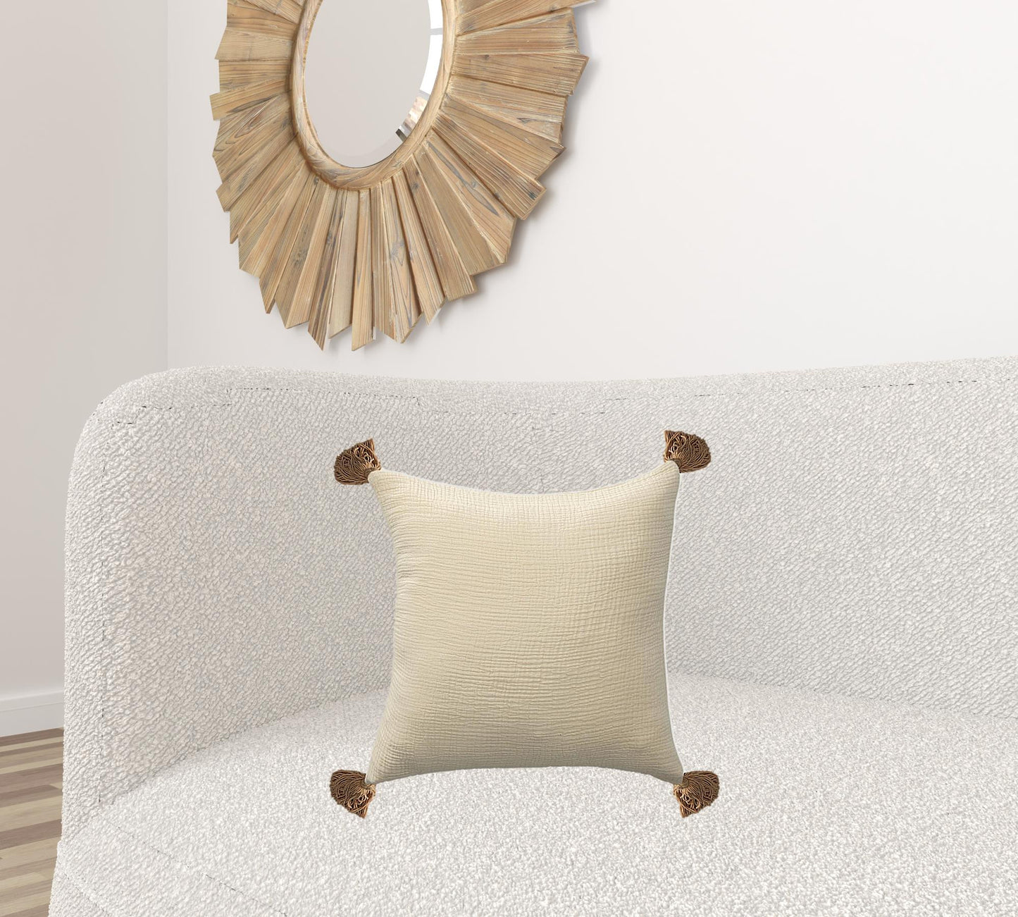 Light Beige & Dark Beige 100% Cotton Pillow