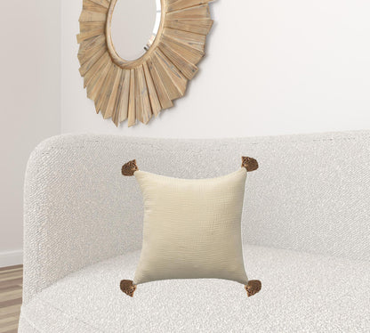Light Beige & Dark Beige 100% Cotton Pillow