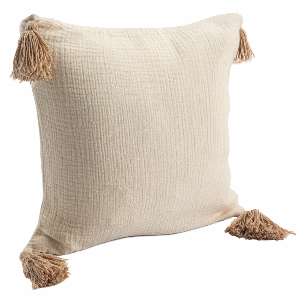 Light Beige & Dark Beige 100% Cotton Pillow