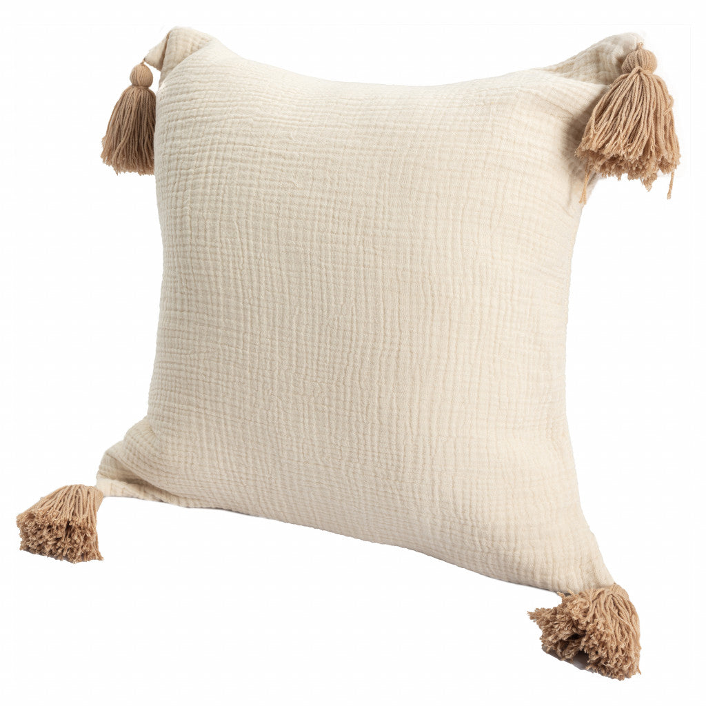 Light Beige & Dark Beige 100% Cotton Pillow