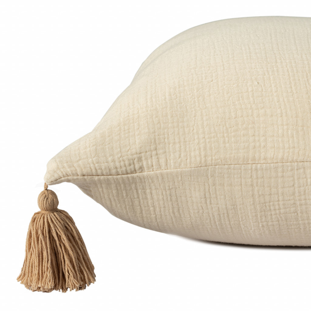 Light Beige & Dark Beige 100% Cotton Pillow