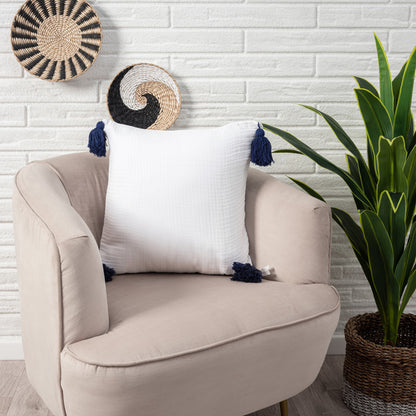 White & Blue 100% Cotton Pillow