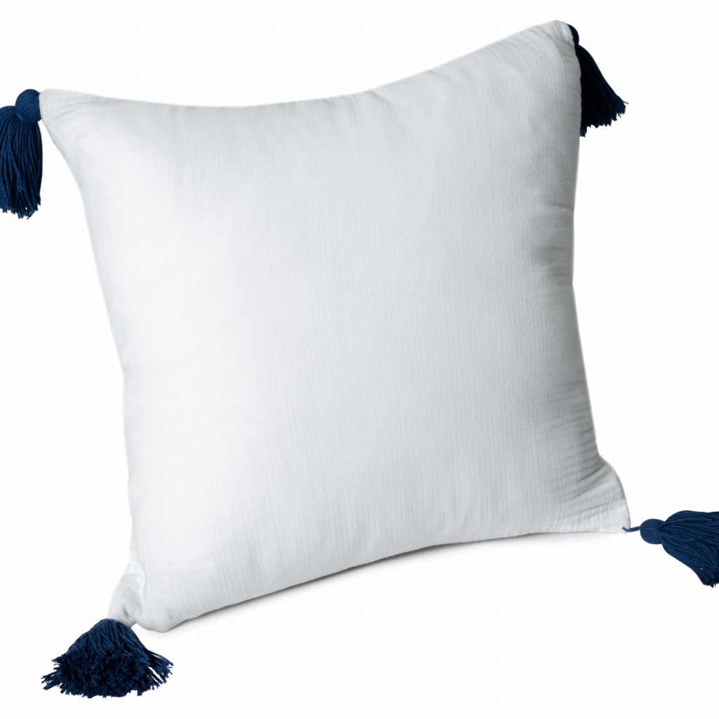White & Blue 100% Cotton Pillow