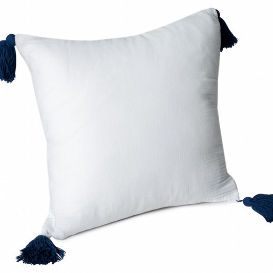 White & Blue 100% Cotton Pillow