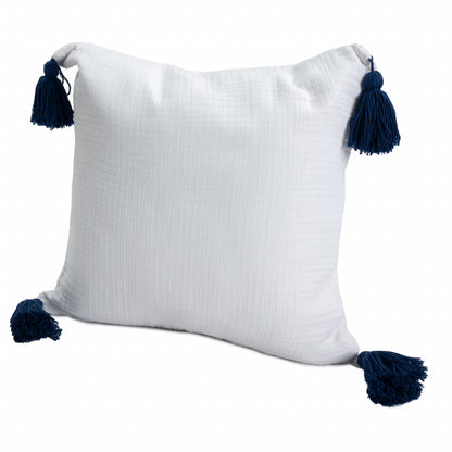 White & Blue 100% Cotton Pillow