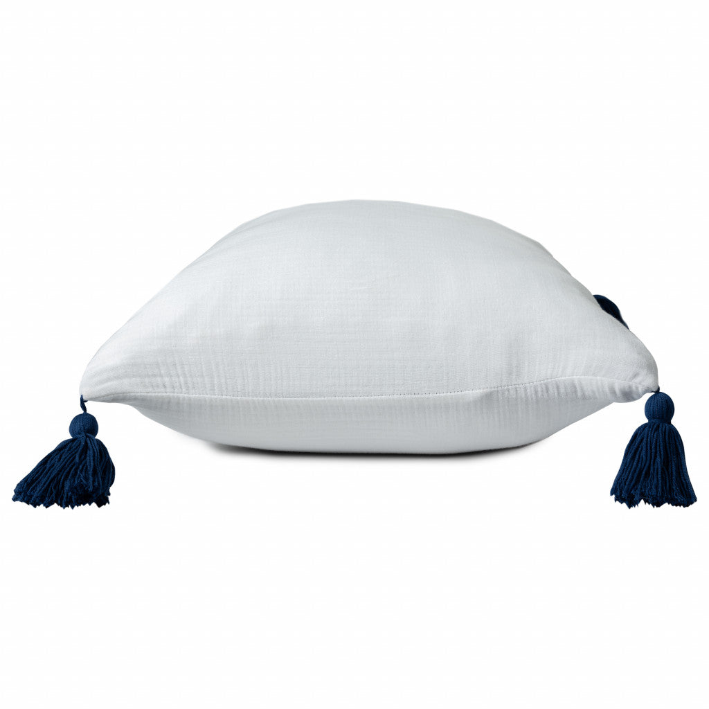 White & Blue 100% Cotton Pillow